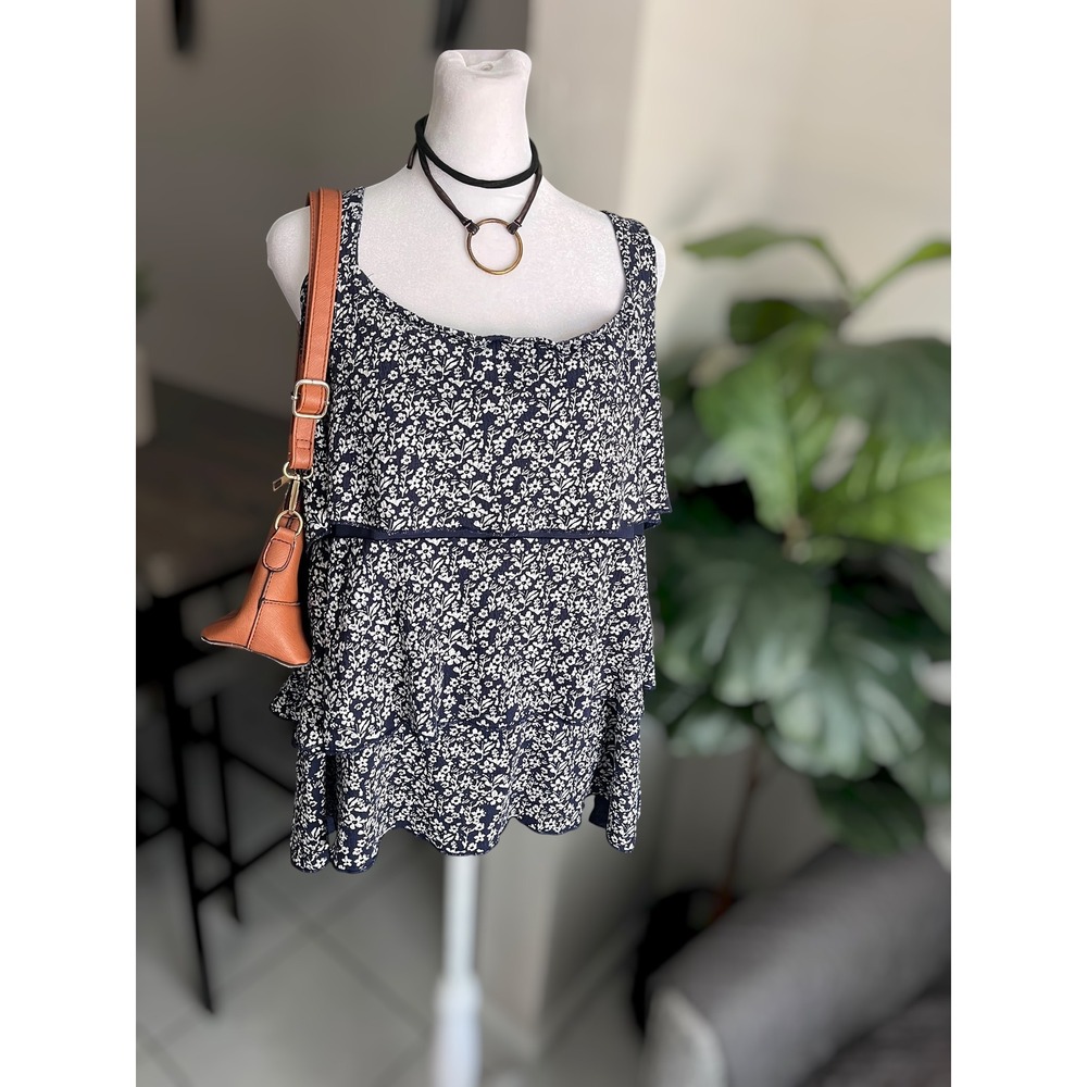 Absolutely Famous Floral Tiered Tank Top Size XL